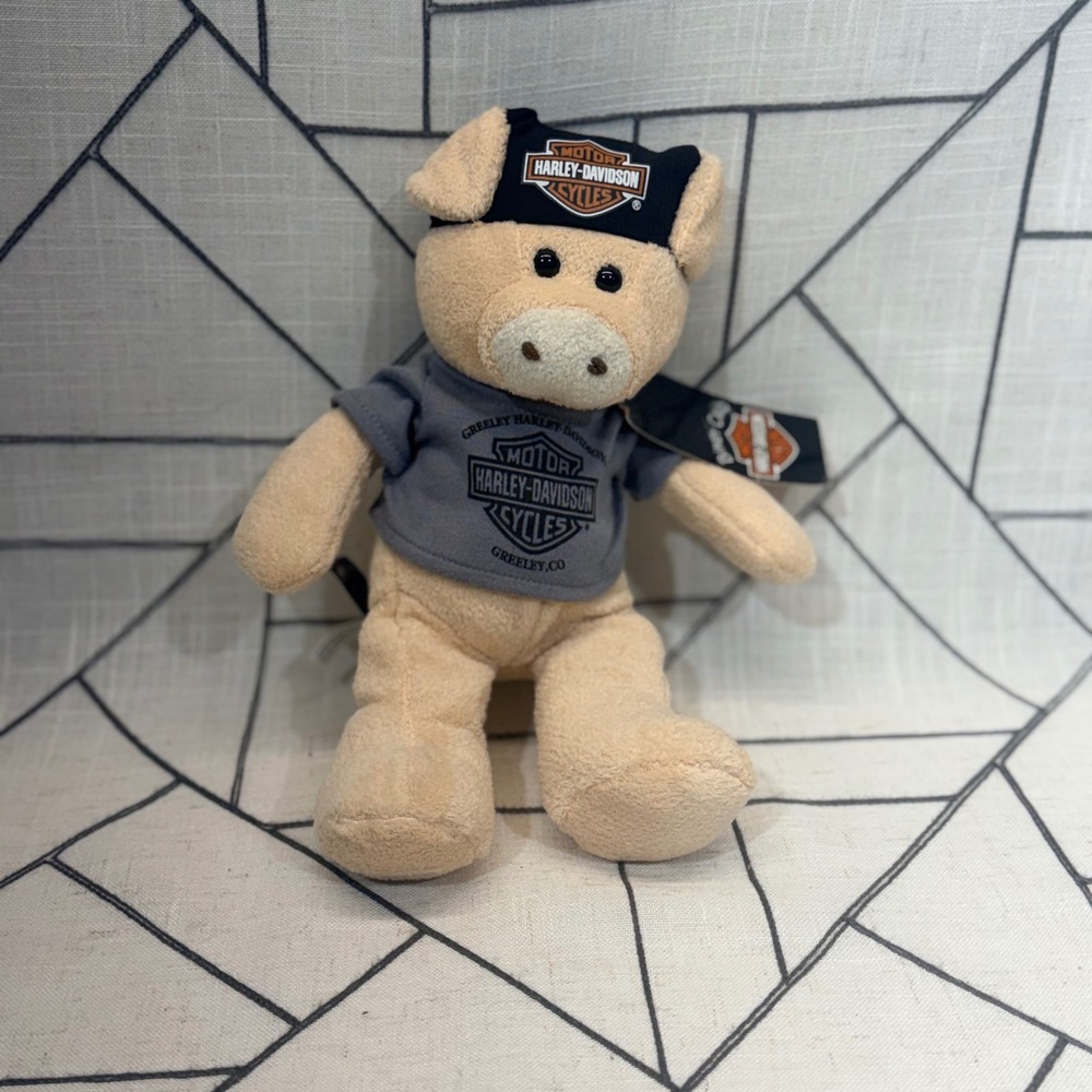 Harley-Davidson Plush Pig 10" Tan Biker Club Greeley CO Mascot NWT 2012